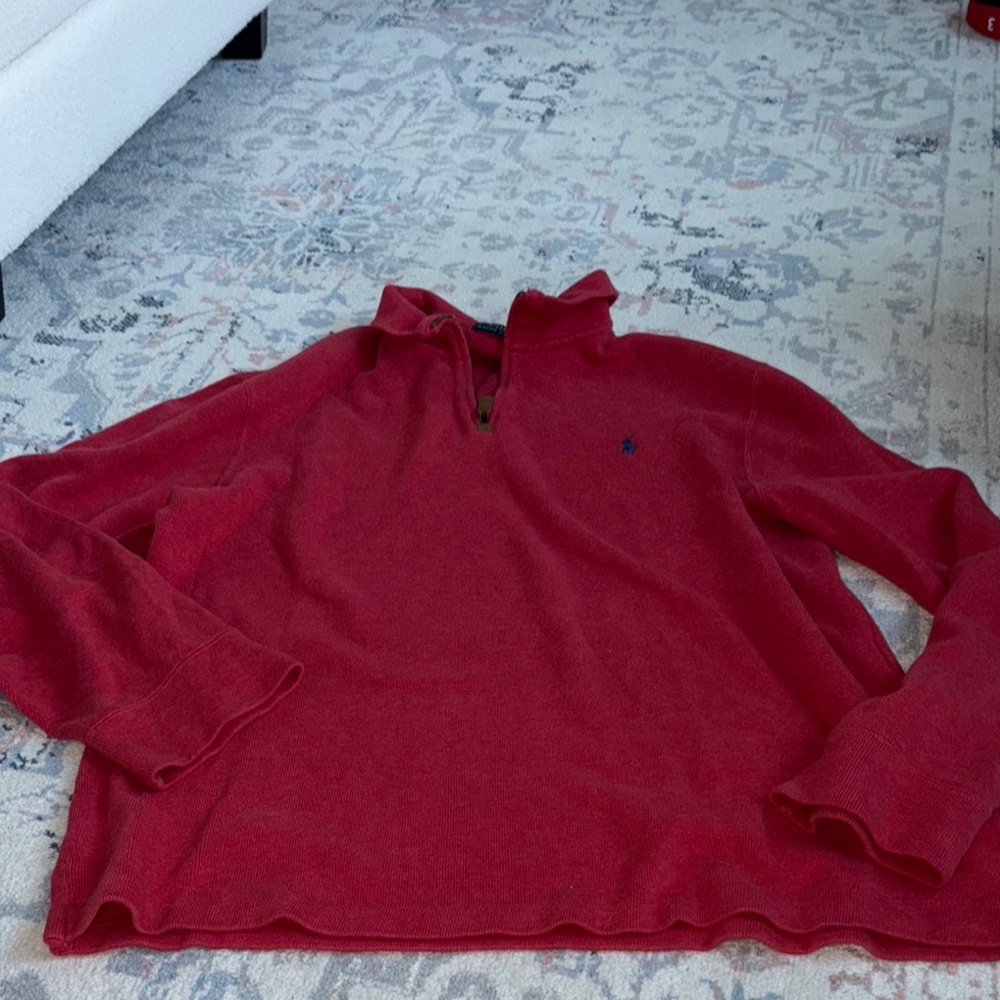 Polo by Ralph Lauren Red Knit quarter zip size large